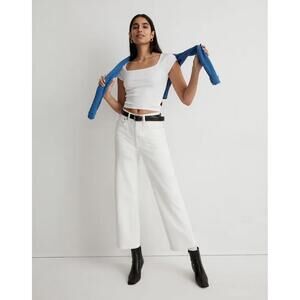 Madewell Perfect Vintage Wide-Leg Crop Jeans White 26P Petite NWT